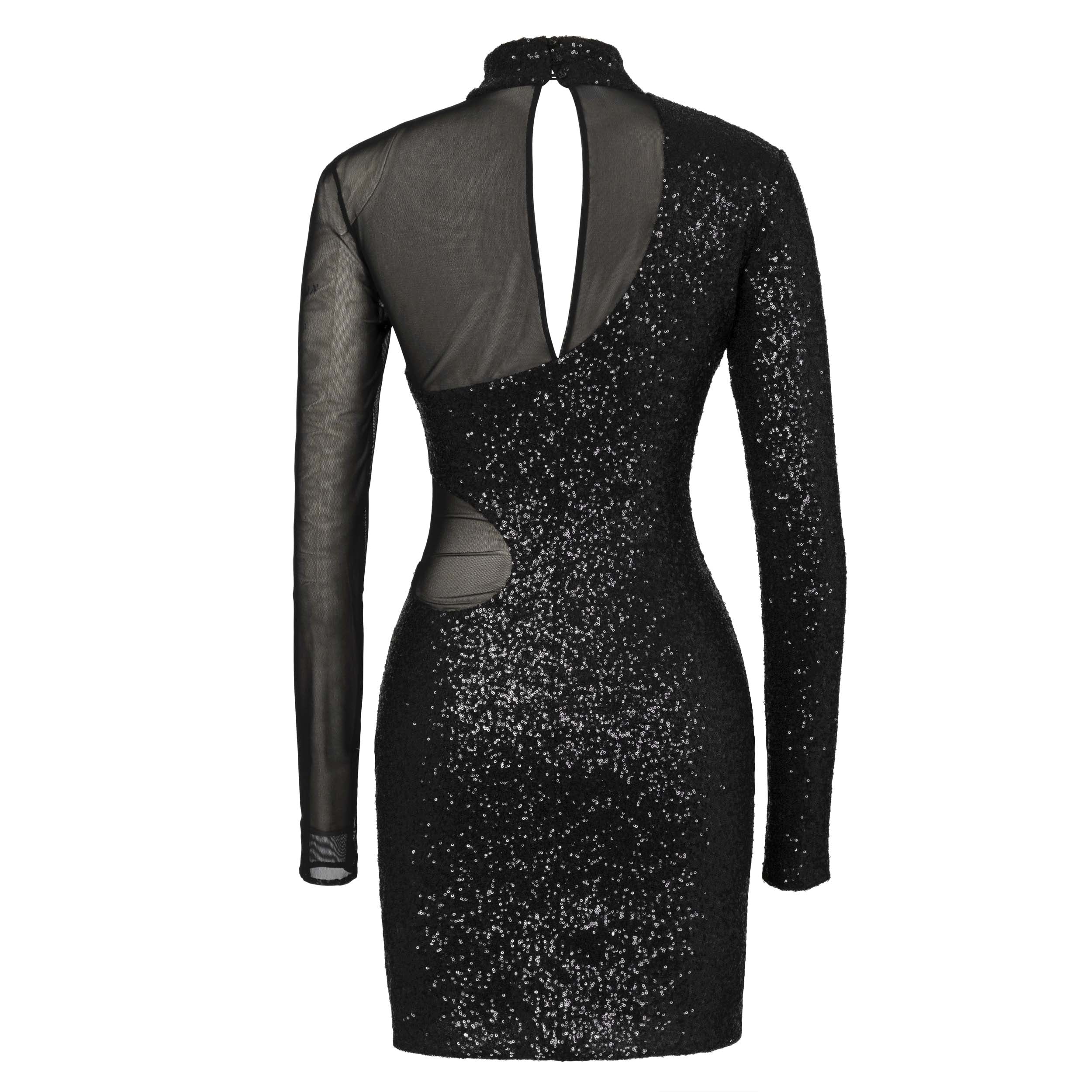 BLACK SEQUINED MINI DRESS - Image 5