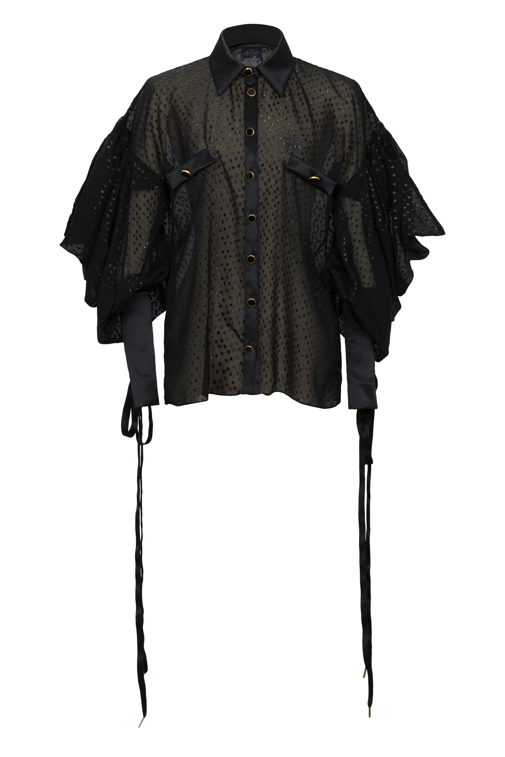 BLACK SHIRT IN DAMIER FABRIC - Image 5