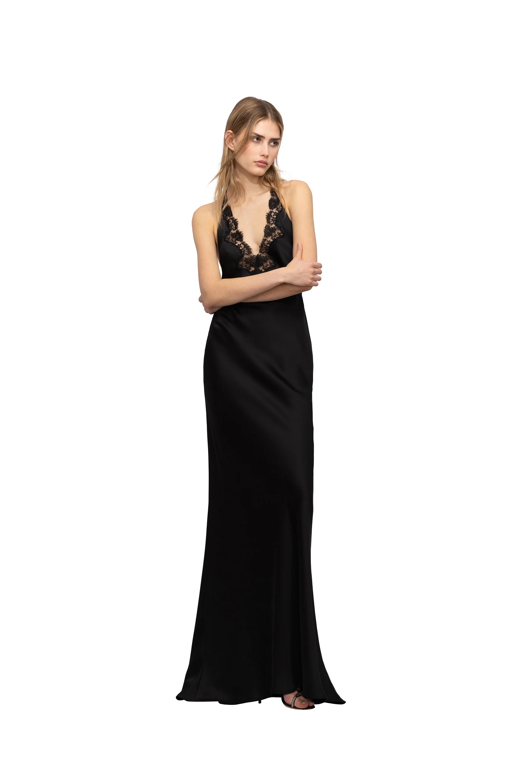 LONG SLIP DRESS WITH LACE - Image 3