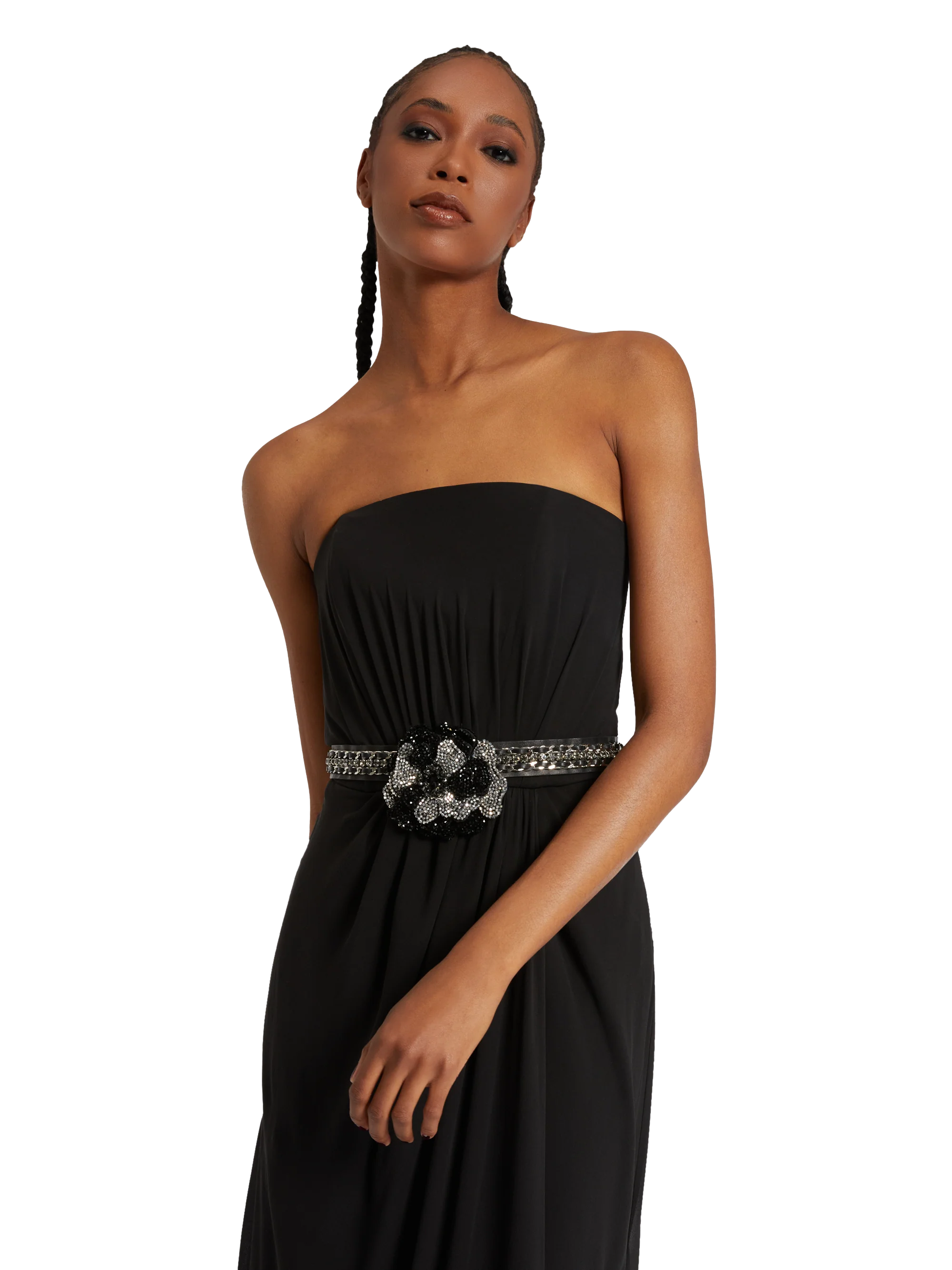 LONG STRAPLESS BUSTIER DRESS IN SILK GEORGETTE - Image 5
