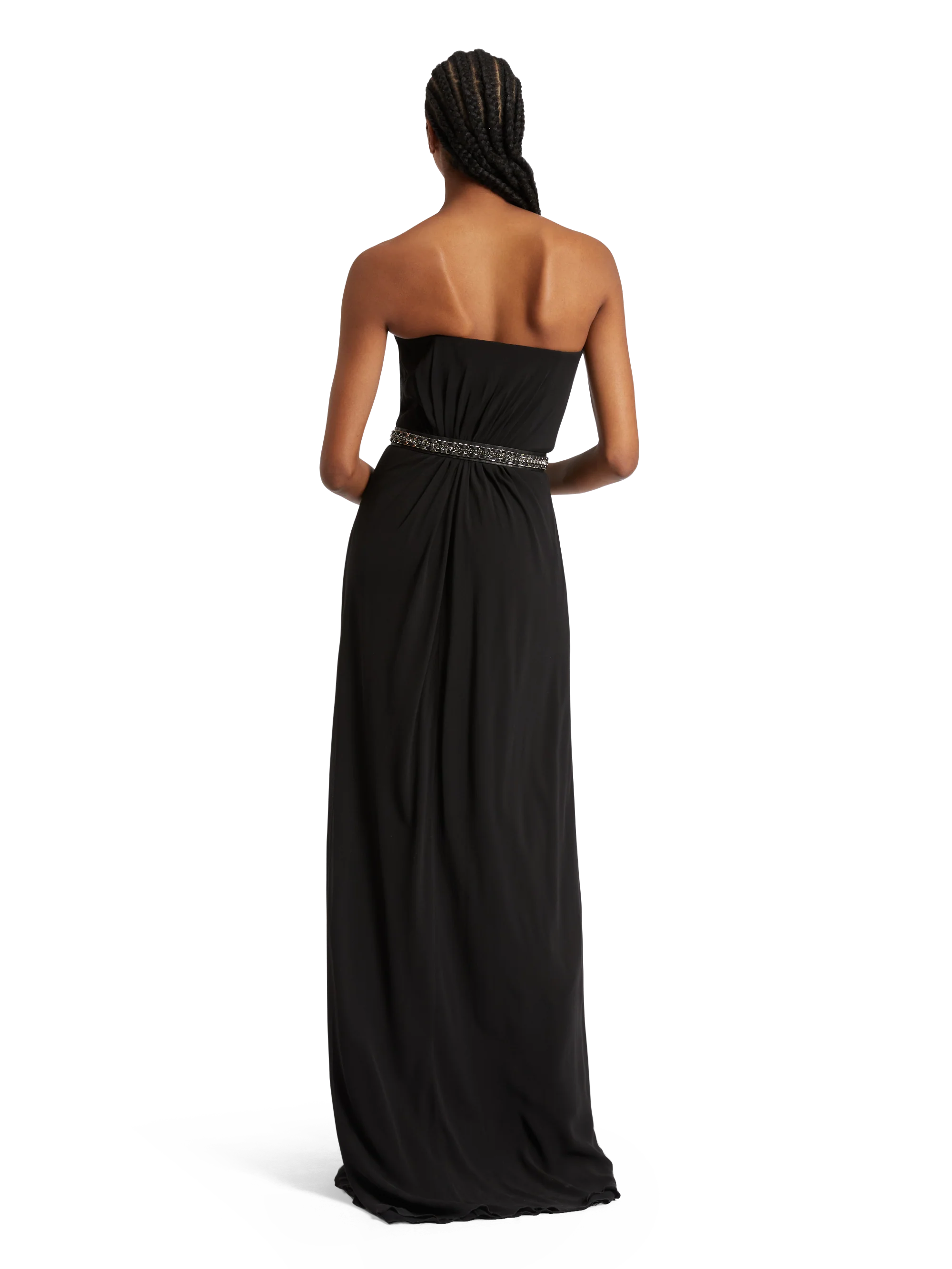 LONG STRAPLESS BUSTIER DRESS IN SILK GEORGETTE - Image 6