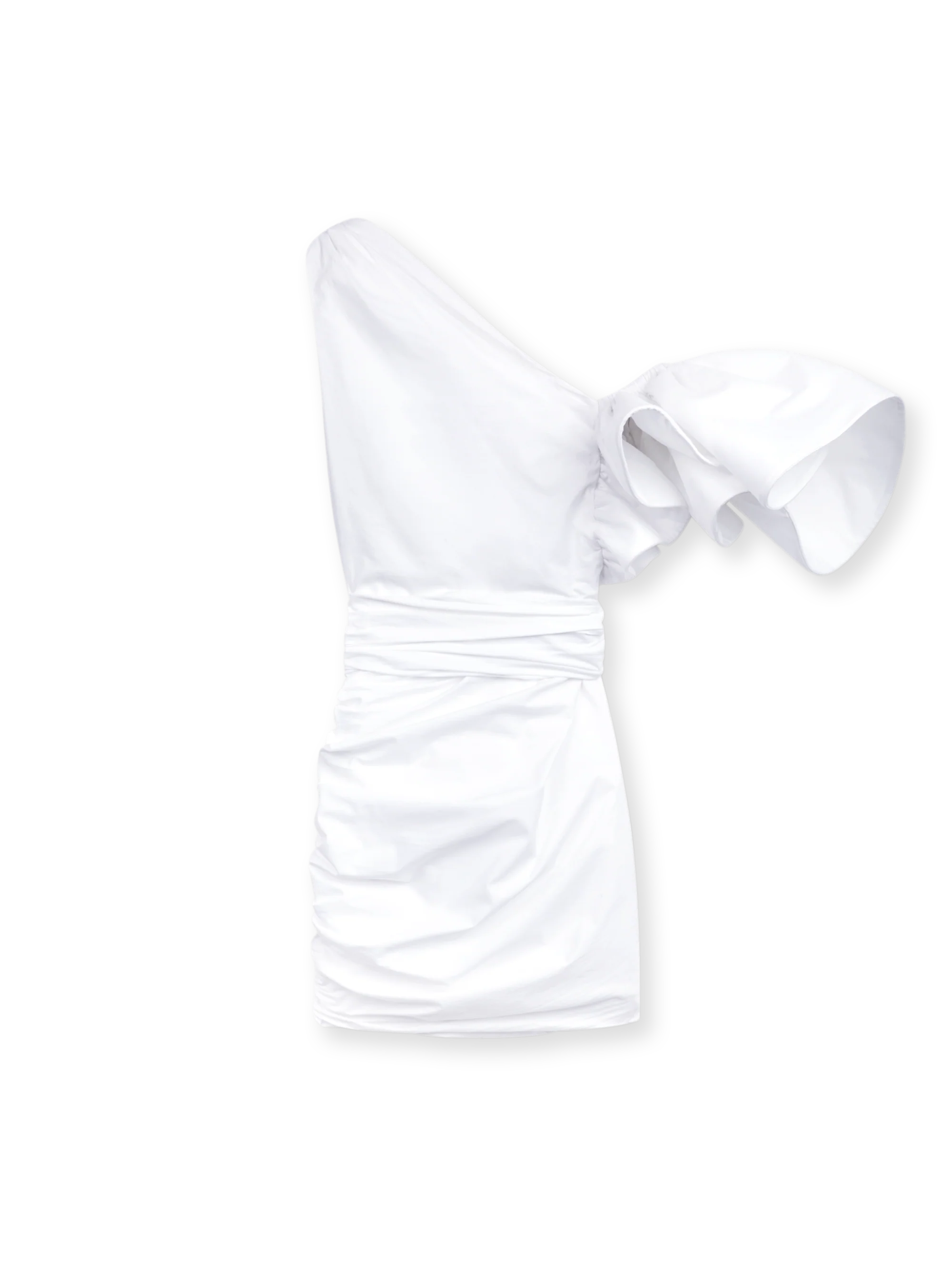 ONE SHOULDER MINI DRESS IN POPELINE - Image 4