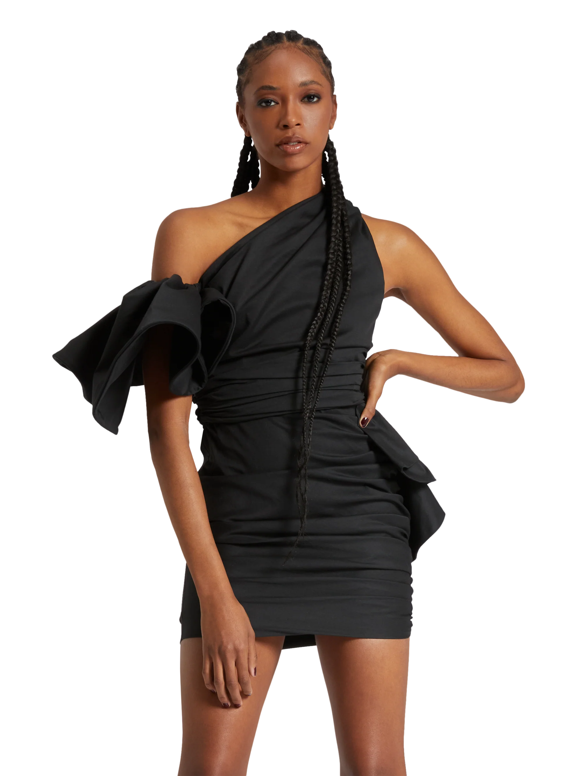 ONE SHOULDER MINI DRESS IN POPELINE - Image 5