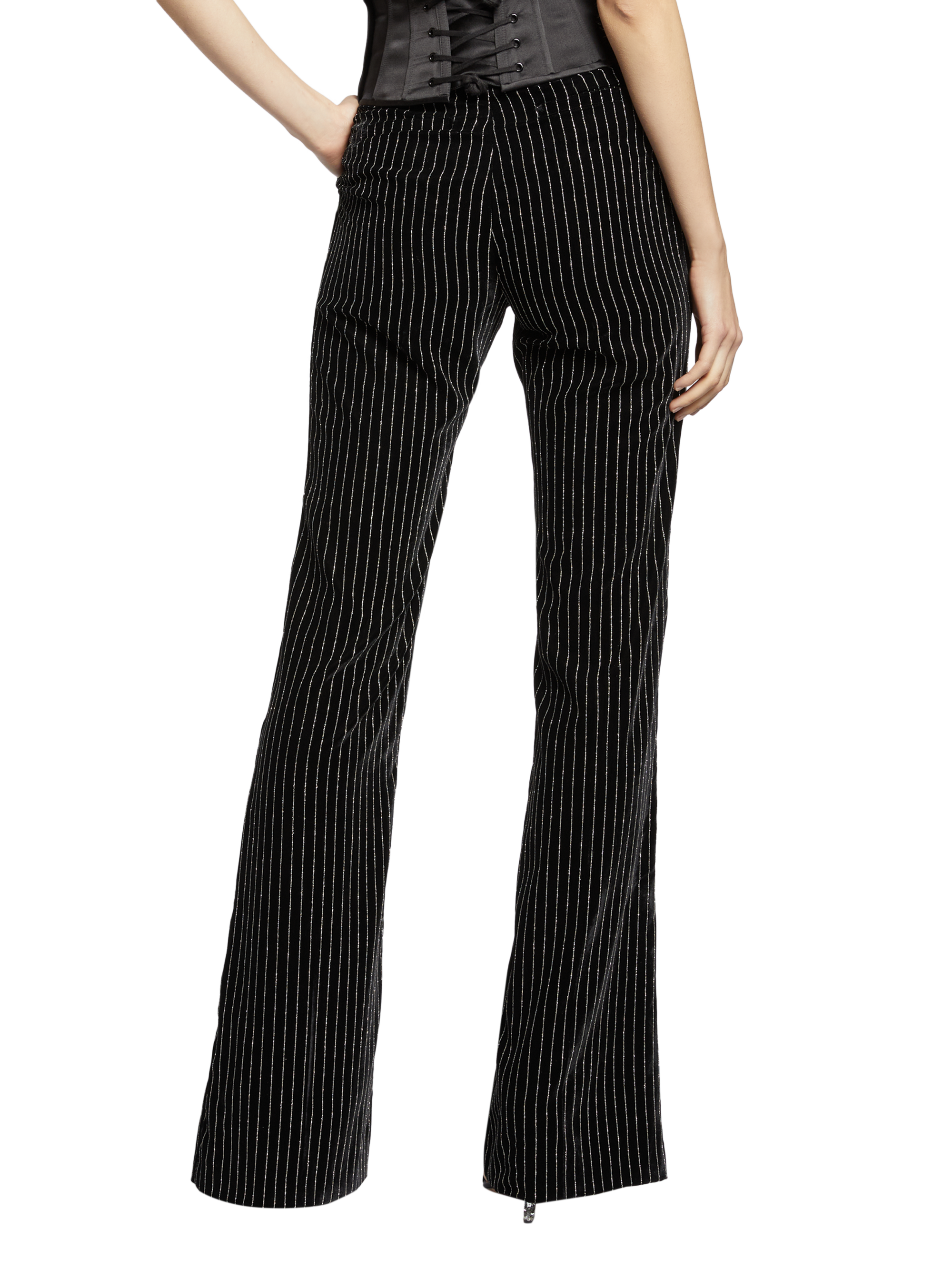 PINSTRIPE VELVET FLARE PANTS - Image 5