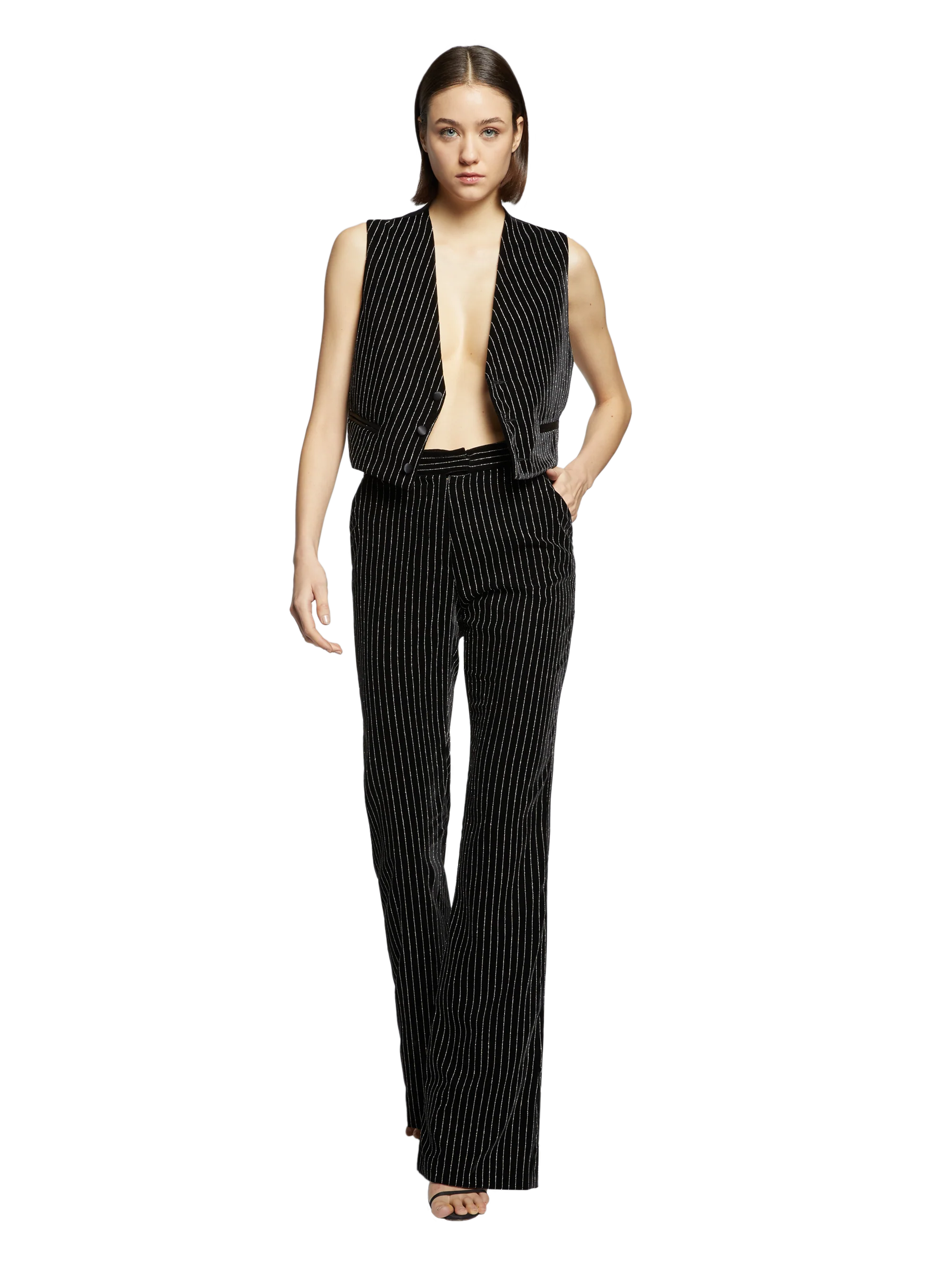 PINSTRIPE VELVET WAISTCOAT