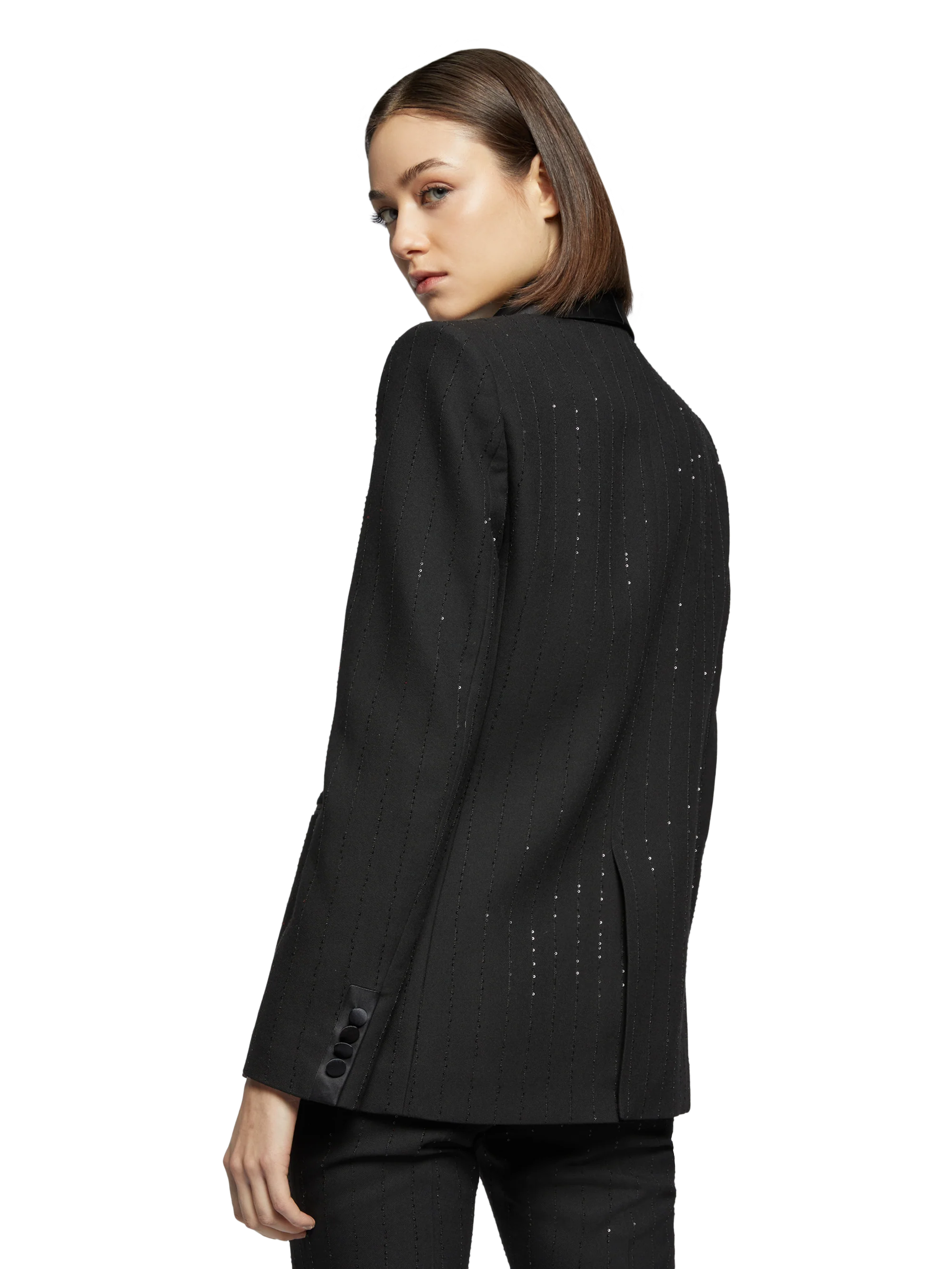 PINSTRIPE MICROSEQUINS SMOKING BLAZER - Image 6