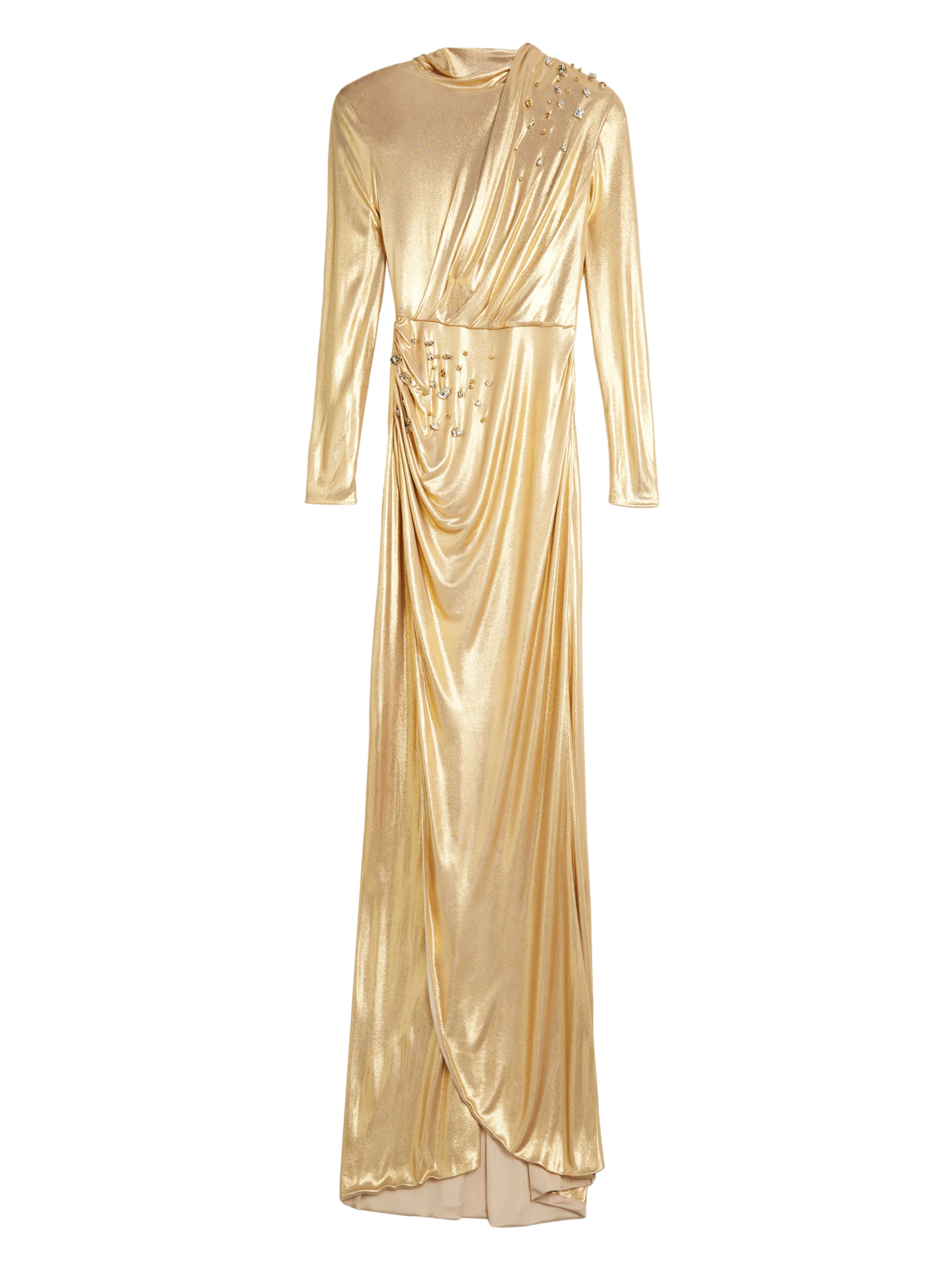 TURTLE NECK DRAPED LONG DRESS - Image 3