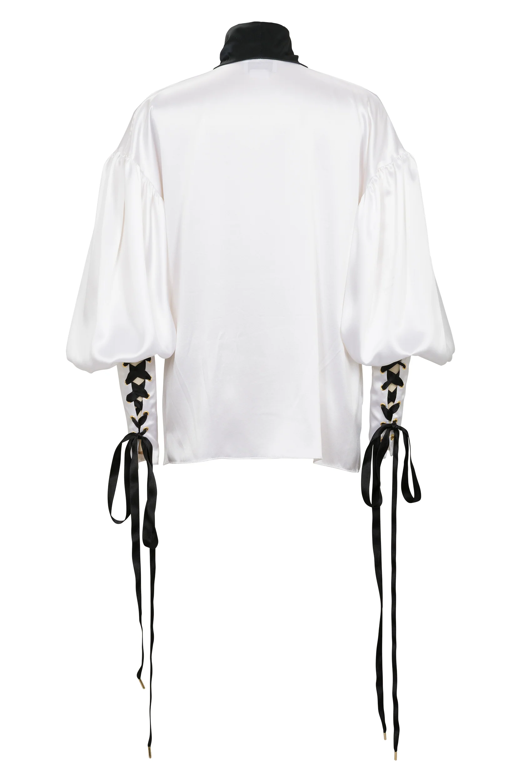 WHITE SHIRT IN SATIN WITH BOW - Image 6